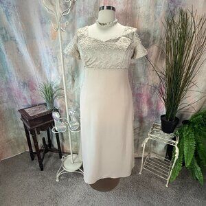 VTG 📌Von Bramlett 70s Embroidered Empire Waist Formal Night - Evening - Dress